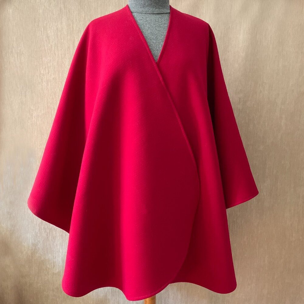 Red Italian Pure Wool Cape Coat